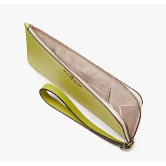 New Kate Spade Lucy Bicolor Medium L Zip Wristlet Fern Moss Multi - Picture 2 of 3